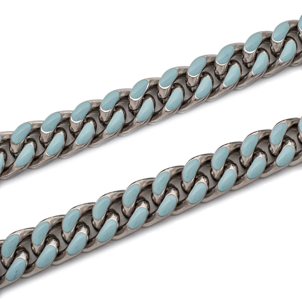 Louis Vuitton Cuban Chain Necklace Metal and Enamel Blue 1340421