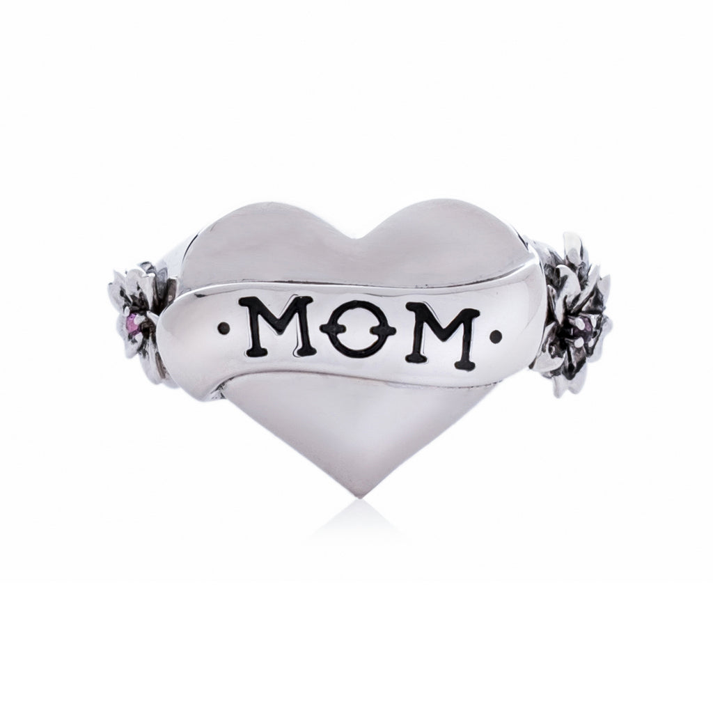 Mom Tattoo Ring (.925 Sterling Silver)
