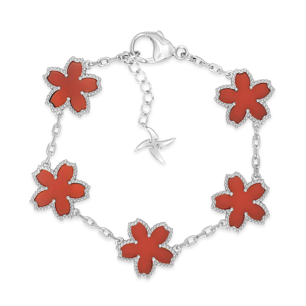 Sakura 5 Motif Bracelet (Red Onyx)
