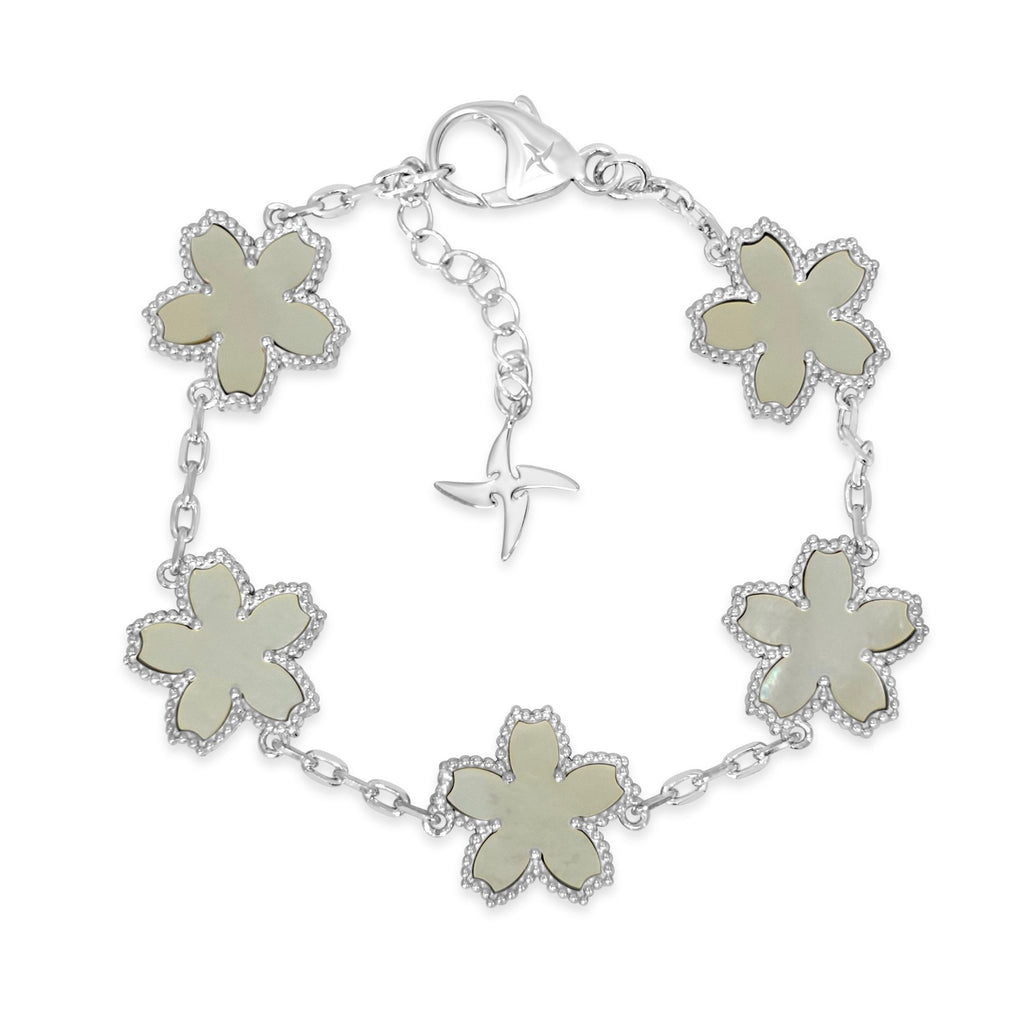Mother of Pearl Sakura Motif Bracelet [.925 Sterling Silver]