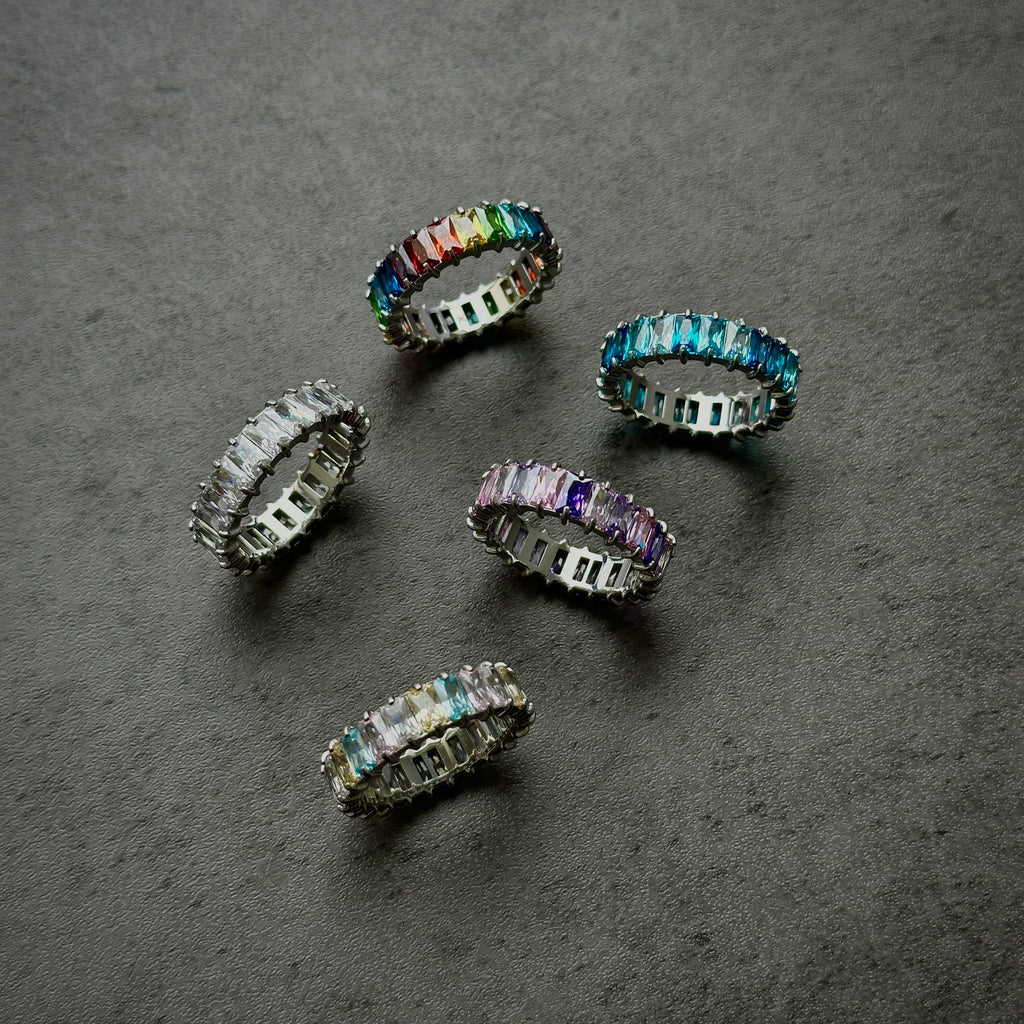 6mm Easter Pastel Baguette Eternity Ring (Stainless Steel)