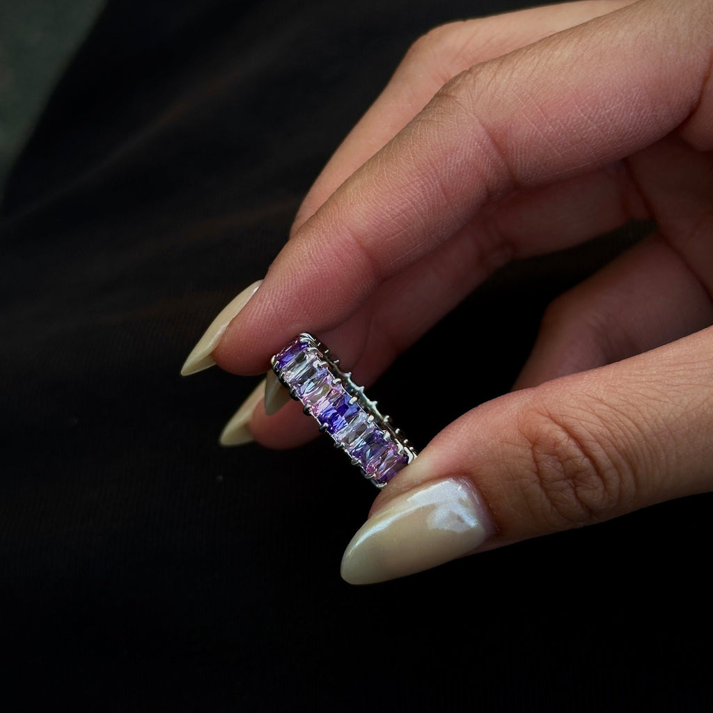 6mm Lilac Baguette Eternity Ring (Stainless Steel)