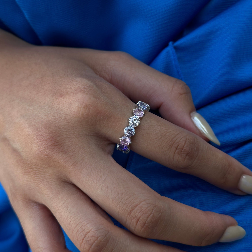 5mm Lilac Round Eternity Ring (Stainless Steel)