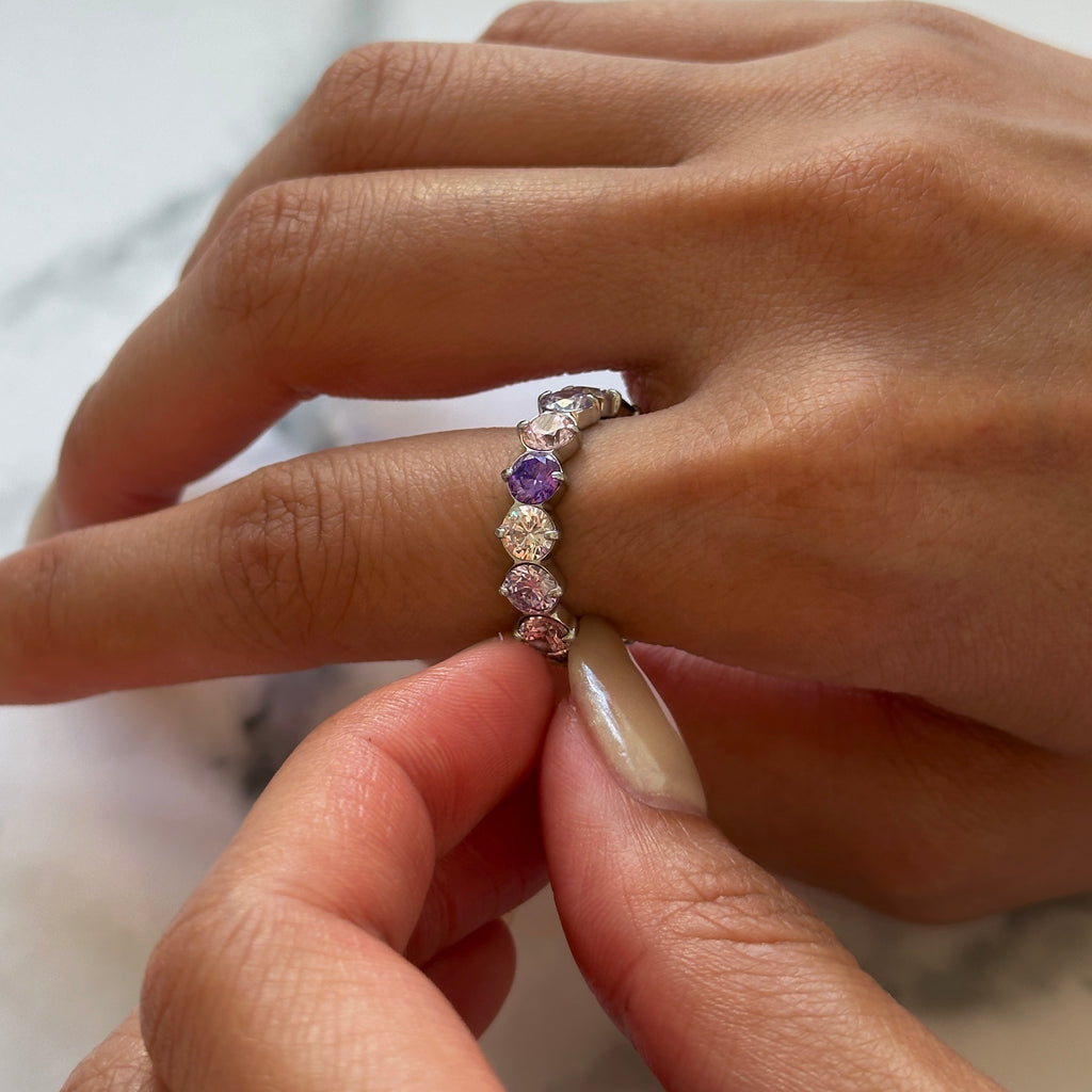 5mm Lilac Round Eternity Ring (Stainless Steel)