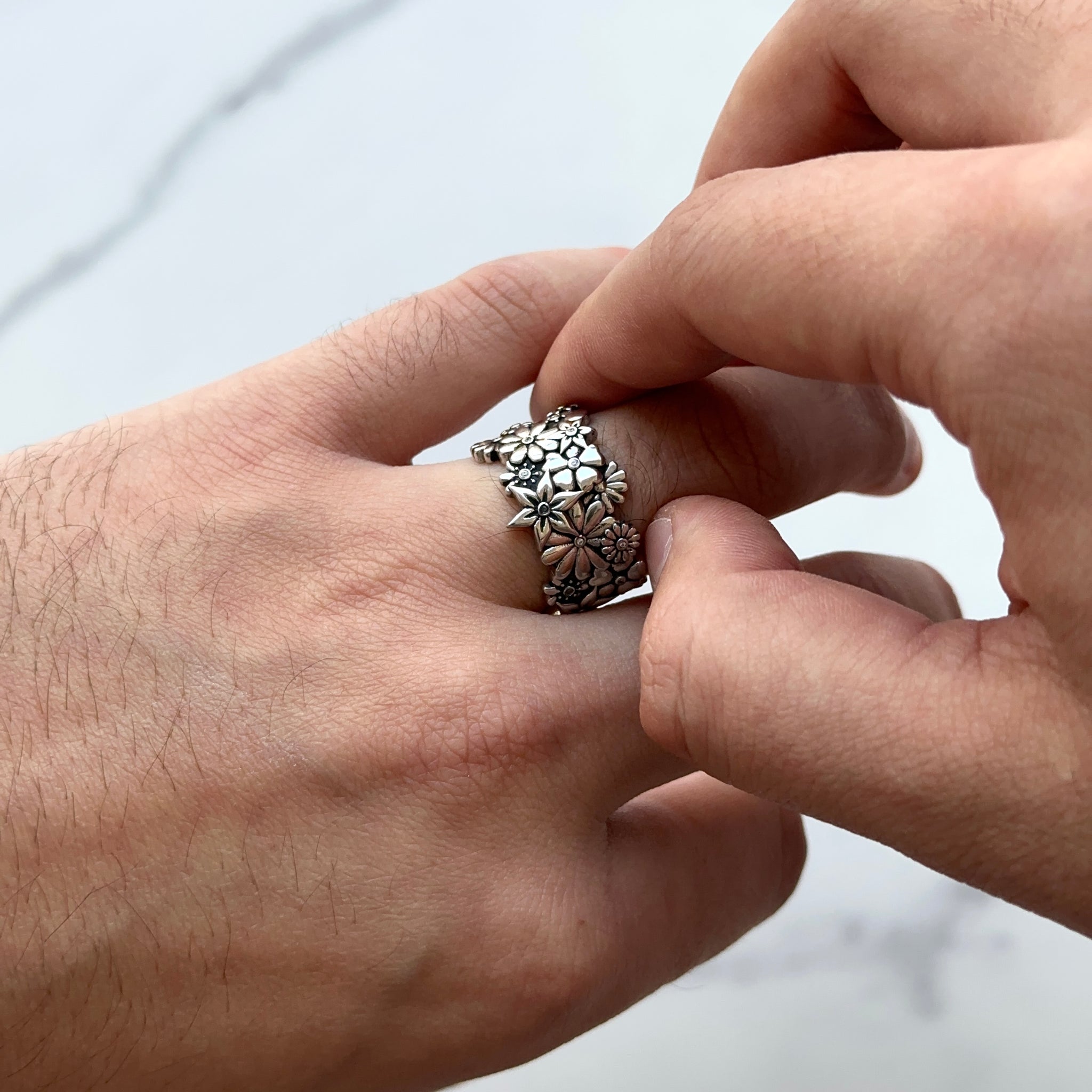Blackened Flower Power Ring (.925 Sterling Silver) – Kuyashii Jewelry