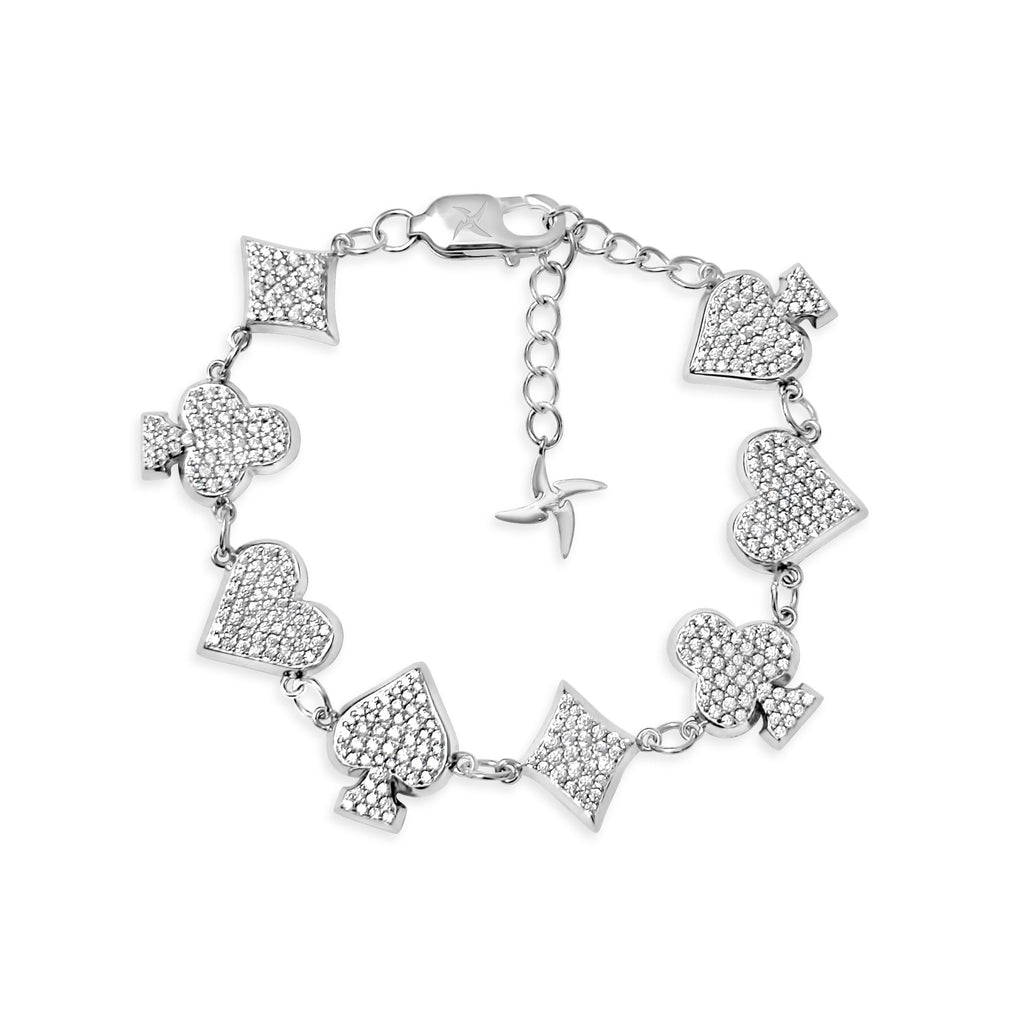 Iced Reversible Suits Bracelet (.925 Sterling Silver)