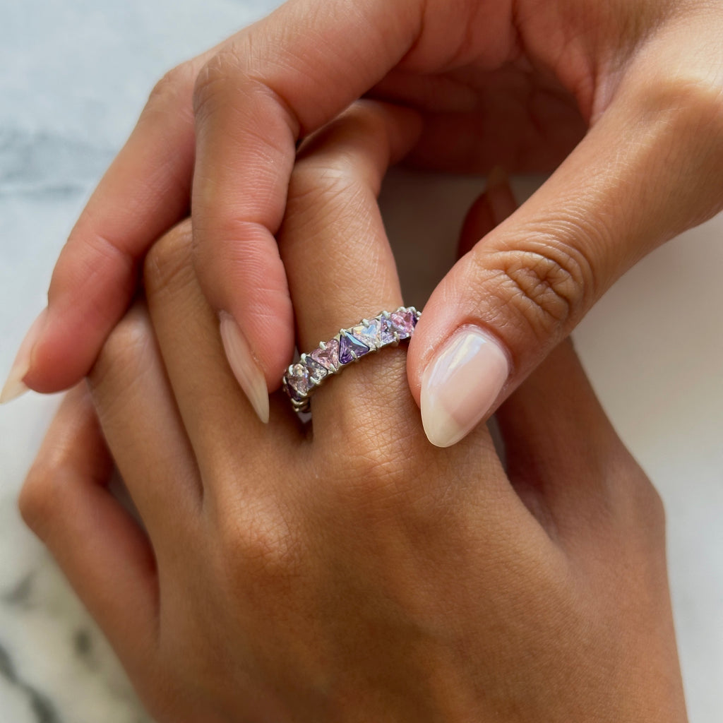 5mm Lilac Triangular Eternity Ring (Stainless Steel)