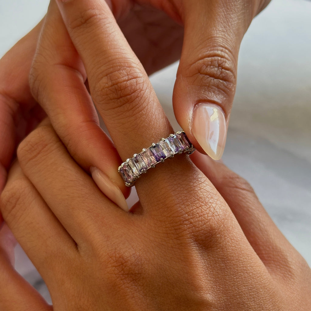 6mm Lilac Baguette Eternity Ring (Stainless Steel)