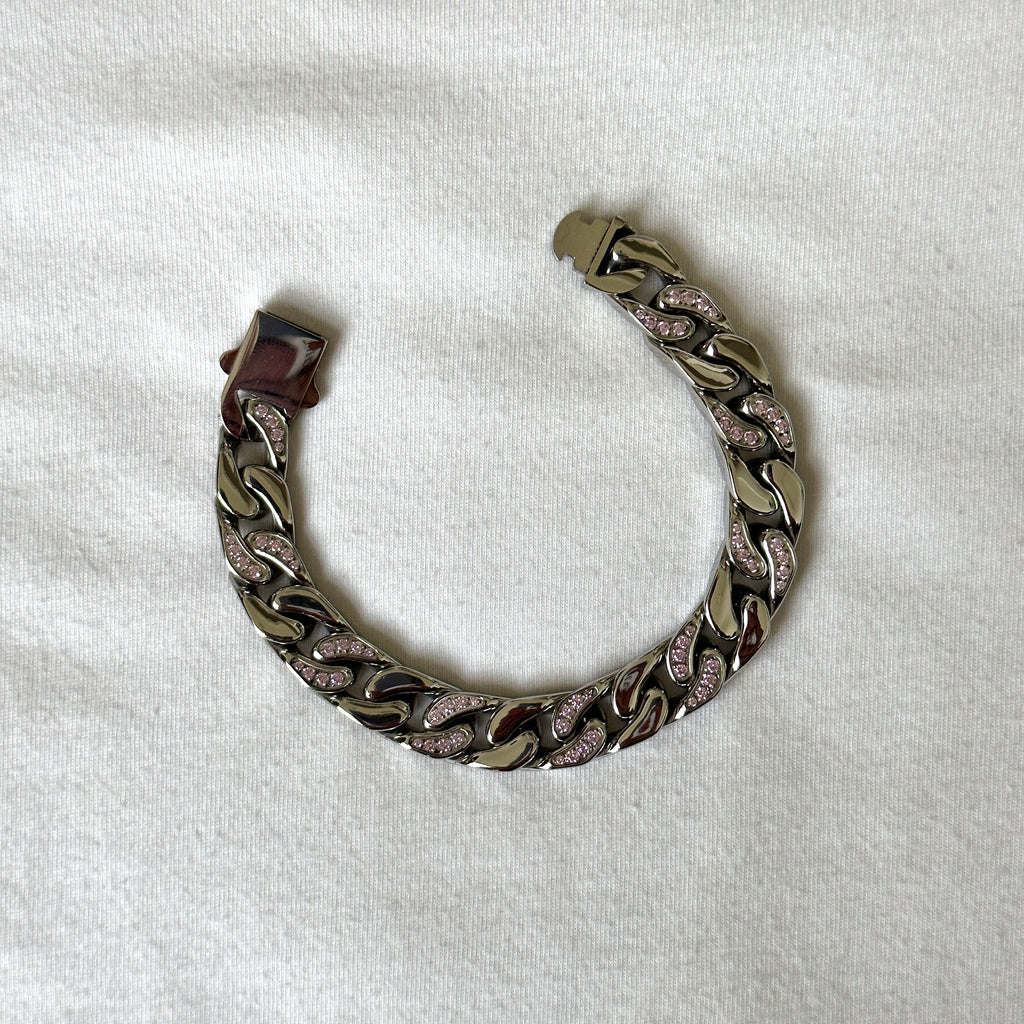 1of1 Bracelet Drop: 10mm Light Pink Cuban Bracelet 7" (Stainless Steel)