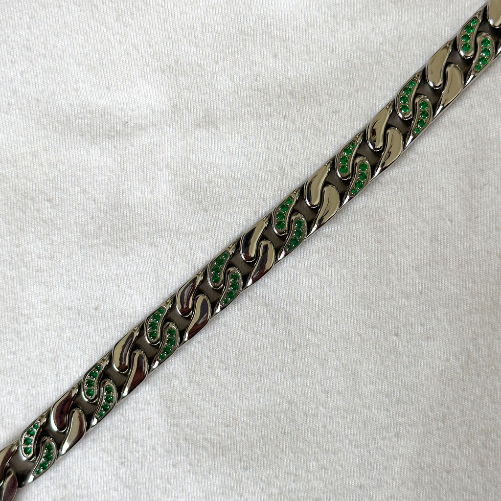 1of1 Bracelet Drop: 10mm Ivy Green Cuban Bracelet 7" (Stainless Steel)