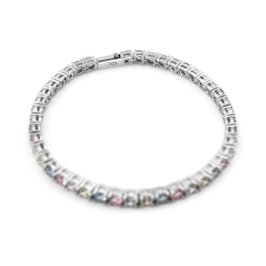 4mm Easter Pastel Tennis Bracelet (.925 Sterling Silver)