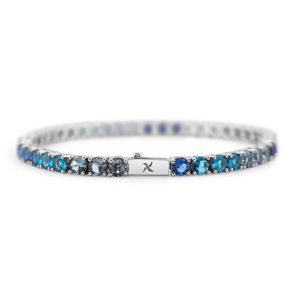 4mm Aqua Tennis Bracelet (.925 Sterling Silver)