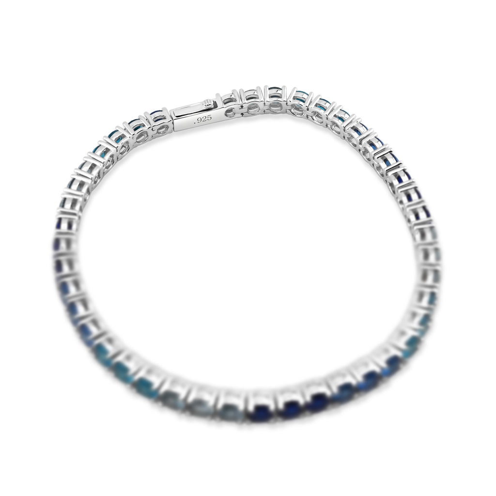 4mm Aqua Tennis Bracelet (.925 Sterling Silver)