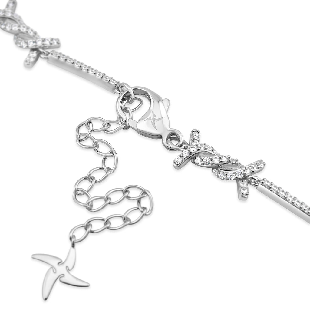 Iced Barbed Wire Bracelet (.925 Sterling Silver)