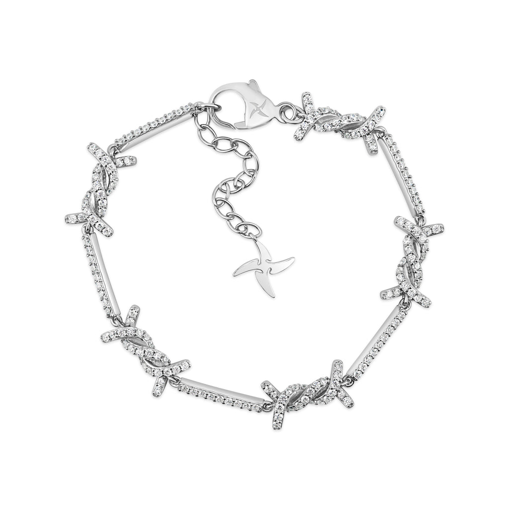 Iced Barbed Wire Bracelet (.925 Sterling Silver)