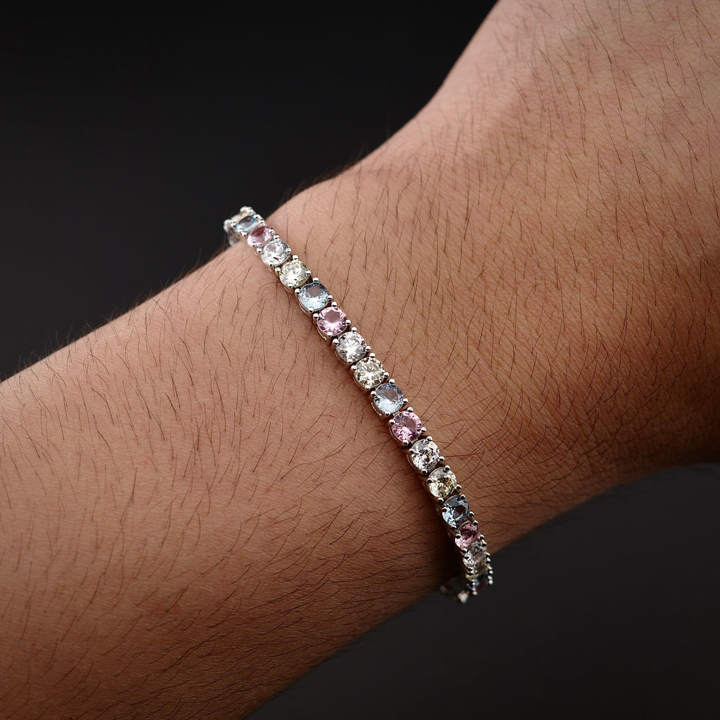 4mm Easter Pastel Tennis Bracelet (.925 Sterling Silver)