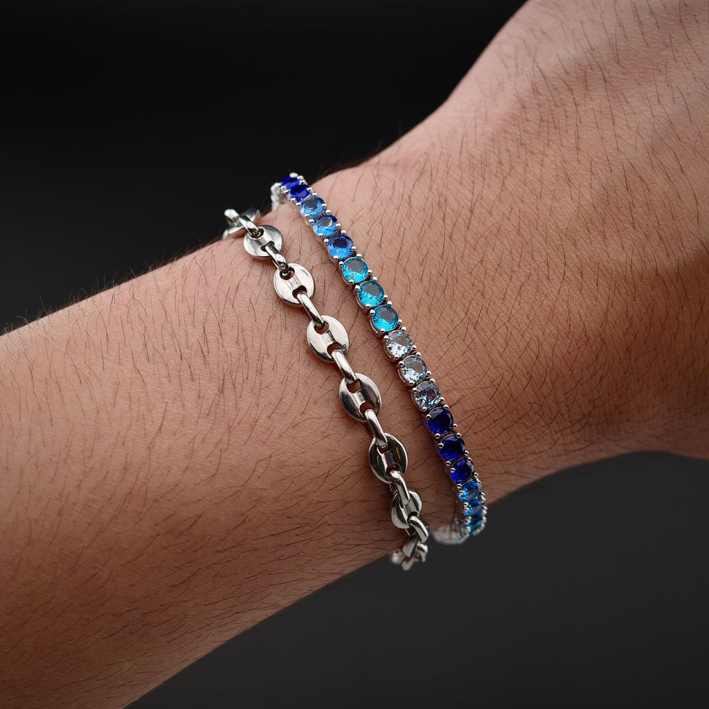 4mm Aqua Tennis Bracelet (.925 Sterling Silver)