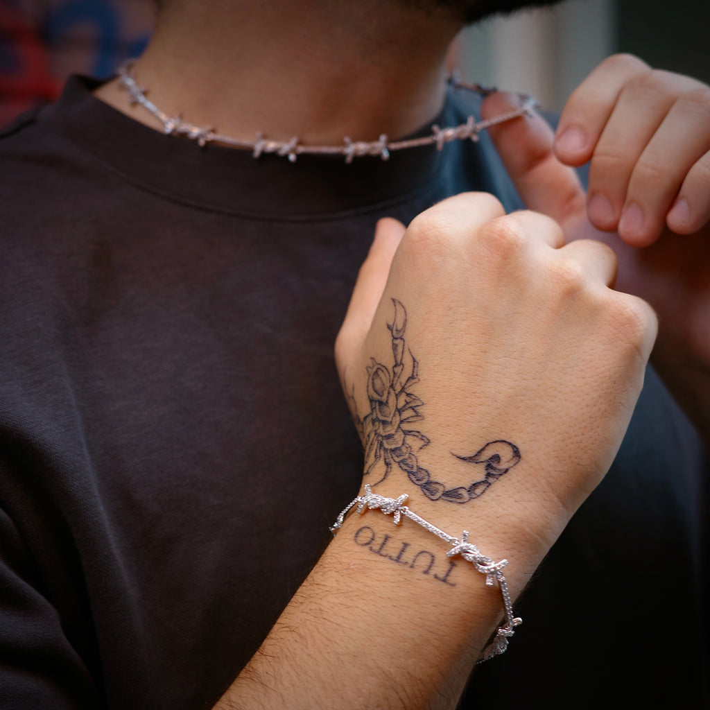Iced Barbed Wire Bracelet (.925 Sterling Silver)