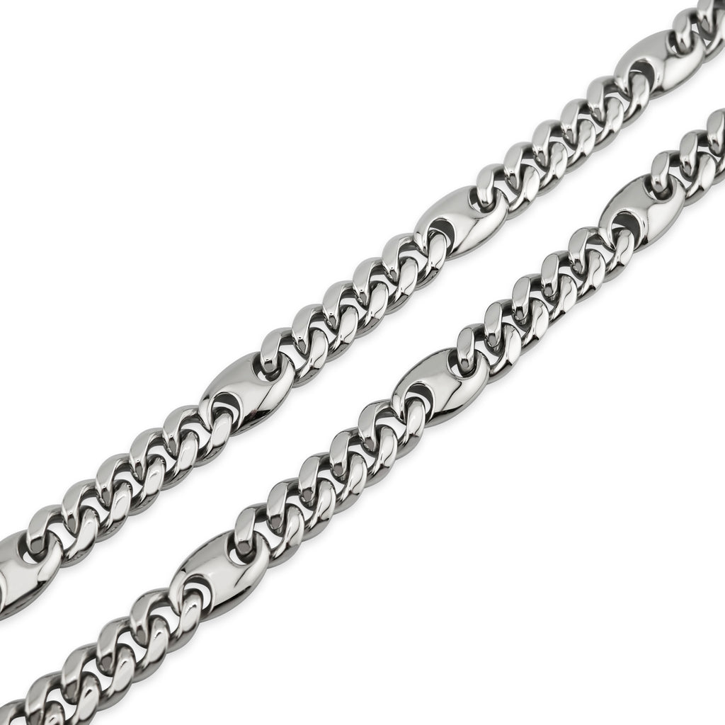 8mm Mariner Cuban Hybrid Link Necklace (Stainless Steel)