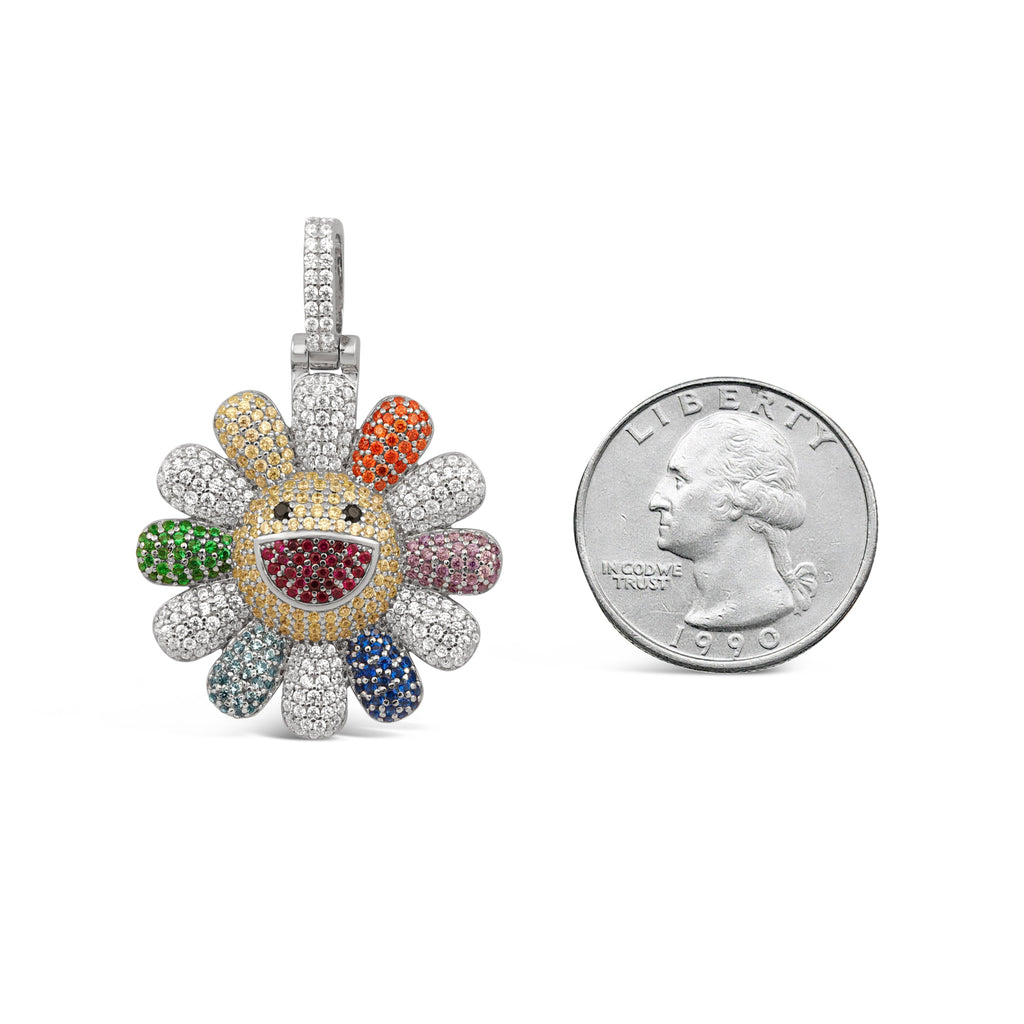 Multicolor TM Flower Pendant (.925 Sterling Silver)