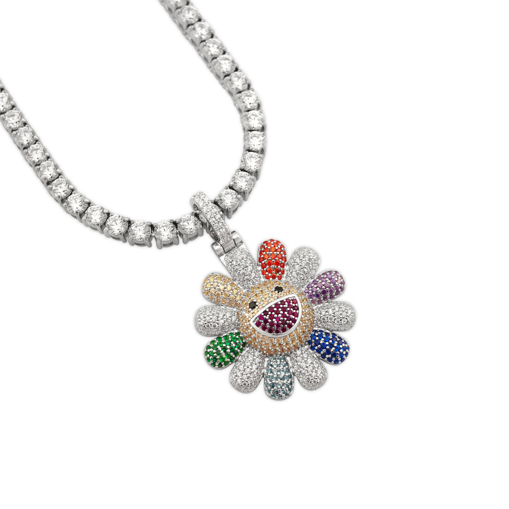 Multicolor TM Flower Pendant (.925 Sterling Silver)