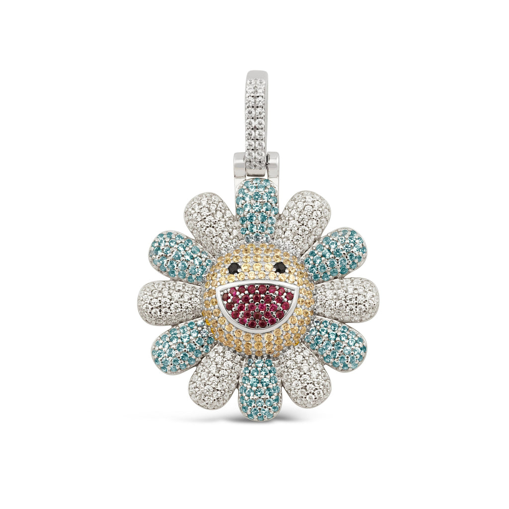 Blue TM Flower Pendant (.925 Sterling Silver)