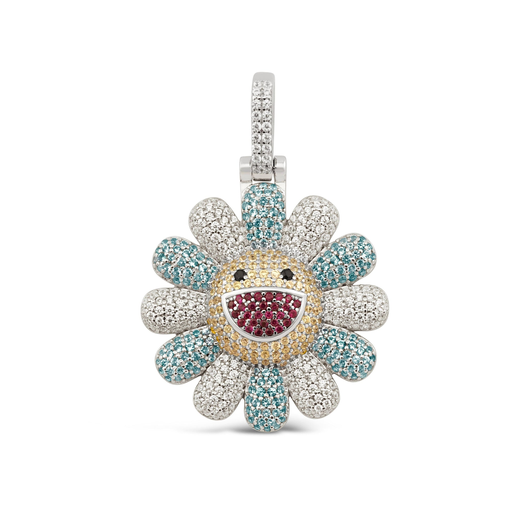 Blue TM Flower Pendant (.925 Sterling Silver) – Kuyashii Jewelry