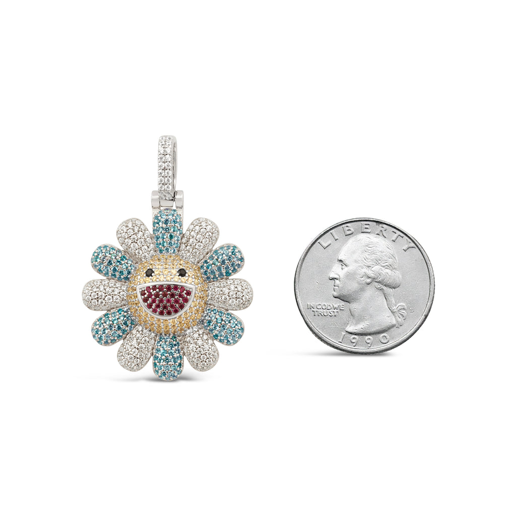 Blue TM Flower Pendant (.925 Sterling Silver)