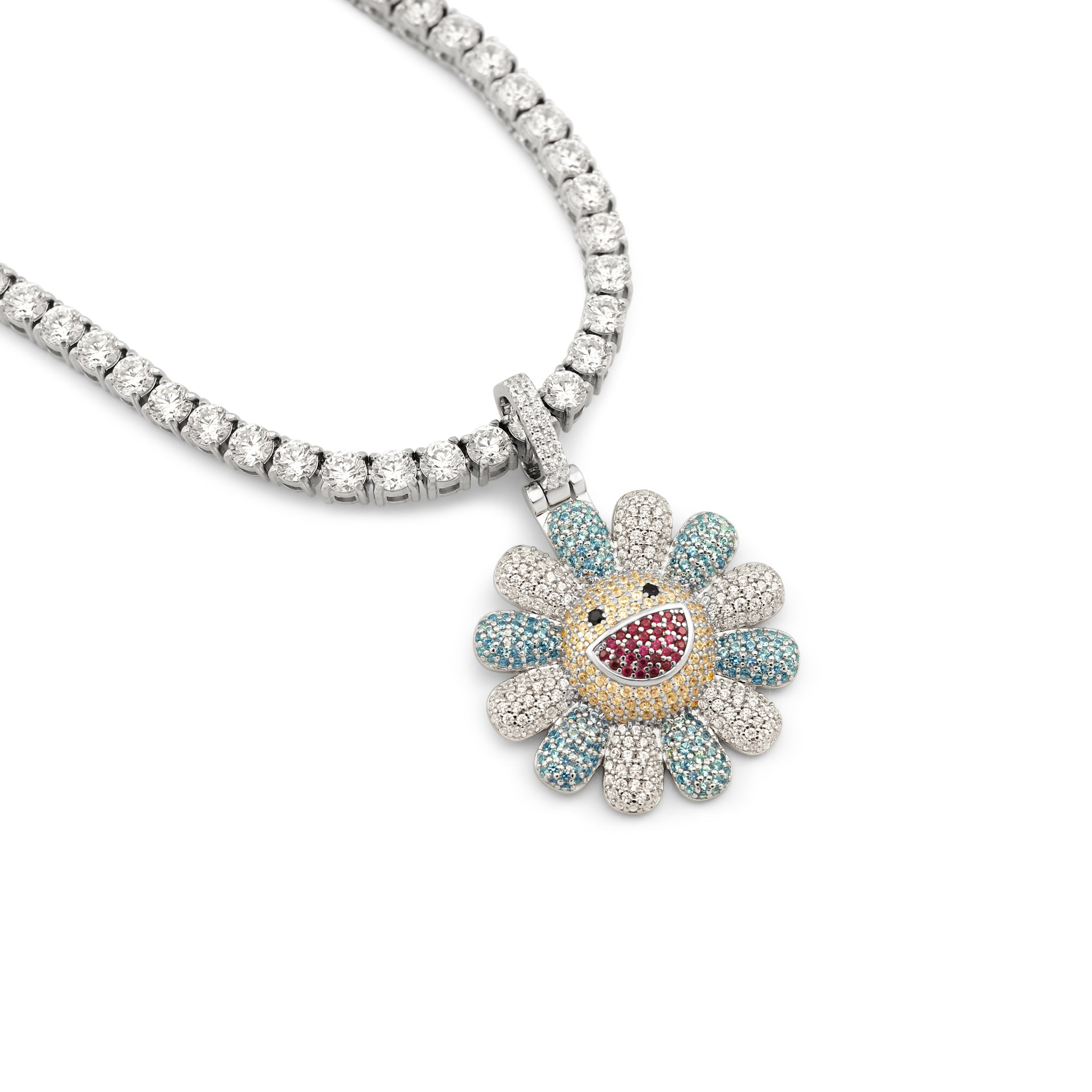 Blue TM Flower Pendant (.925 Sterling Silver) – Kuyashii Jewelry