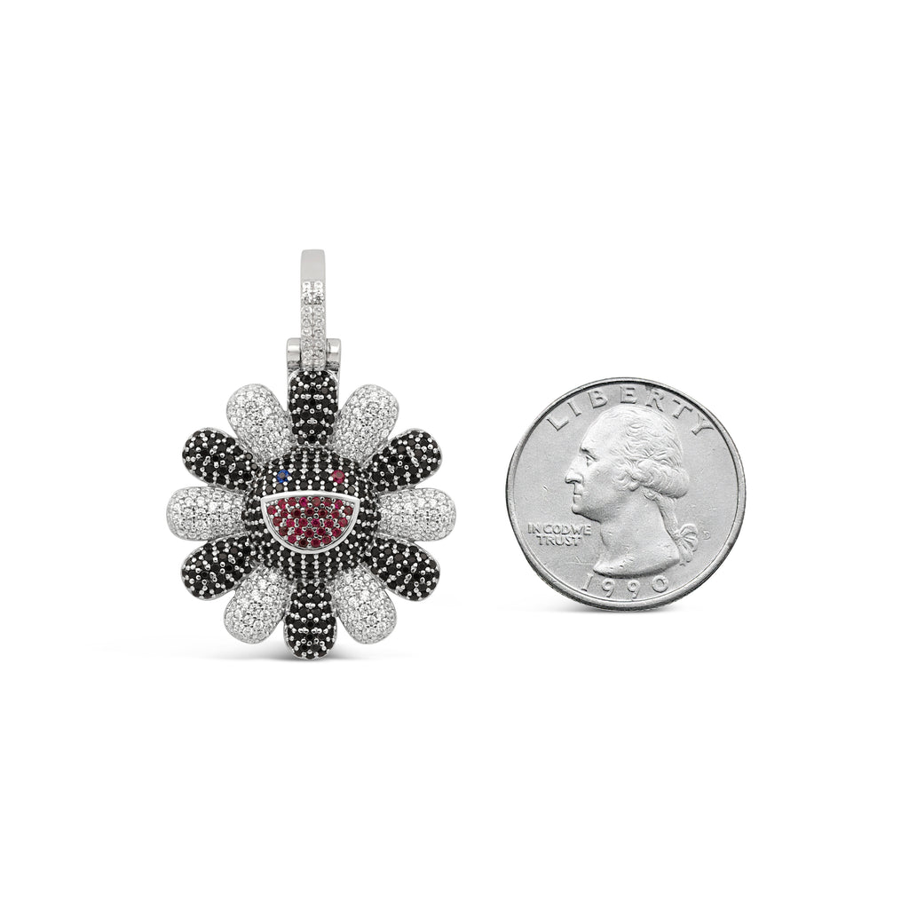 Black TM Flower Pendant (.925 Sterling Silver)
