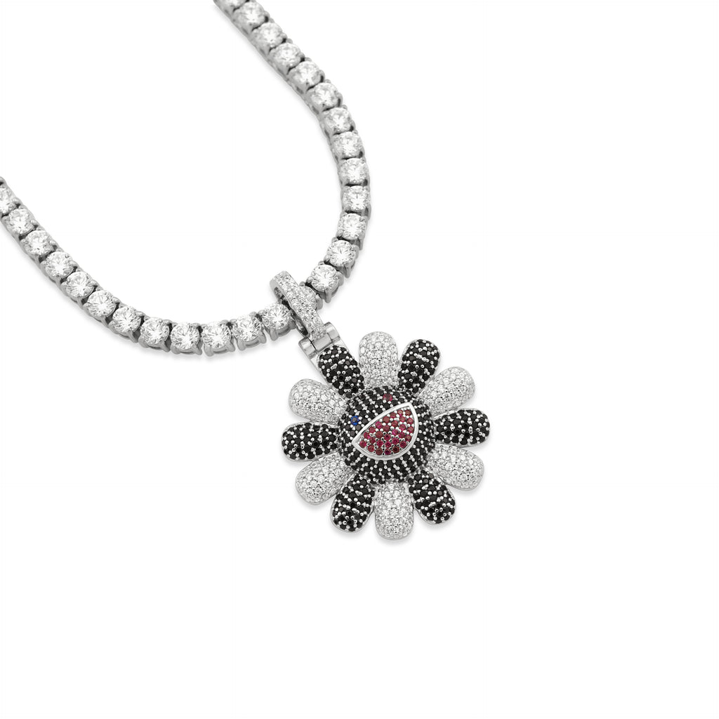 Black TM Flower Pendant (.925 Sterling Silver)