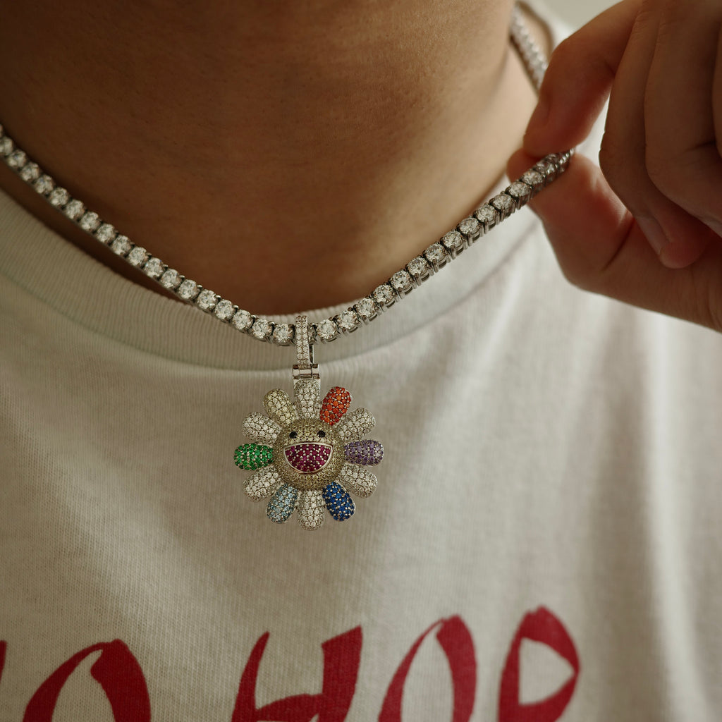 Multicolor TM Flower Pendant (.925 Sterling Silver)