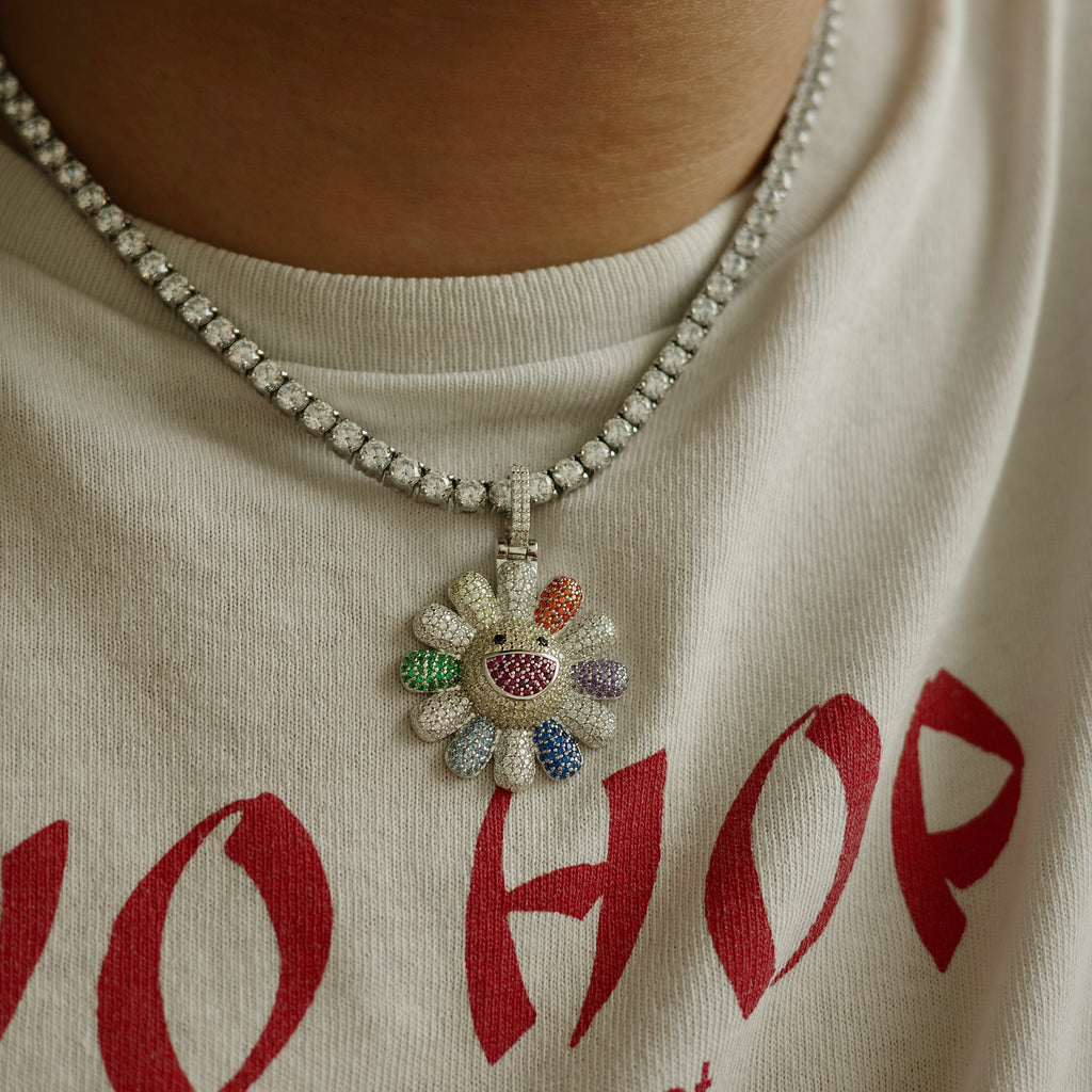 Multicolor TM Flower Pendant (.925 Sterling Silver)