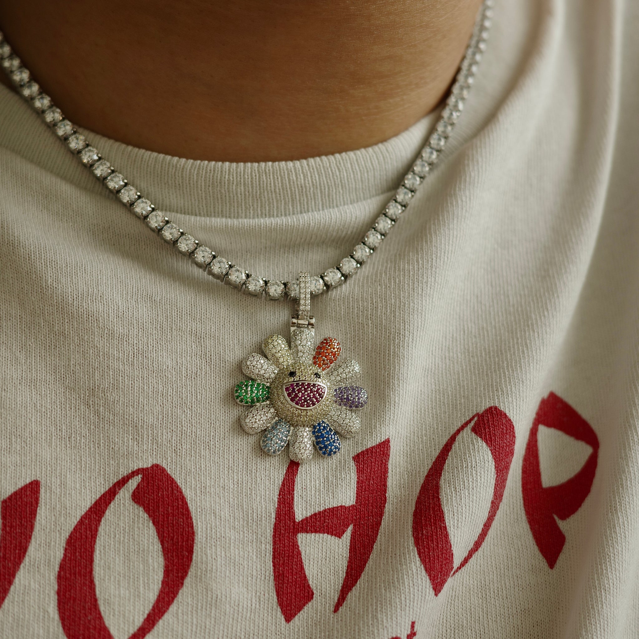 Multicolor TM Flower Pendant (.925 Sterling Silver) – Kuyashii Jewelry