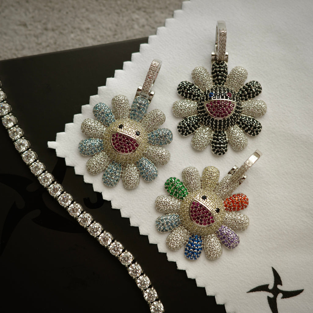 Multicolor TM Flower Pendant (.925 Sterling Silver)