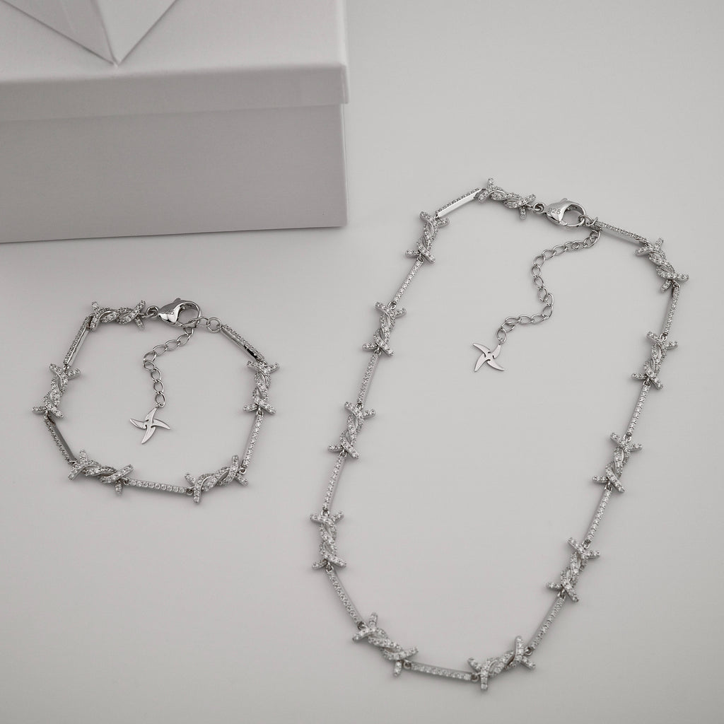 Iced Barbed Wire Bracelet (.925 Sterling Silver)