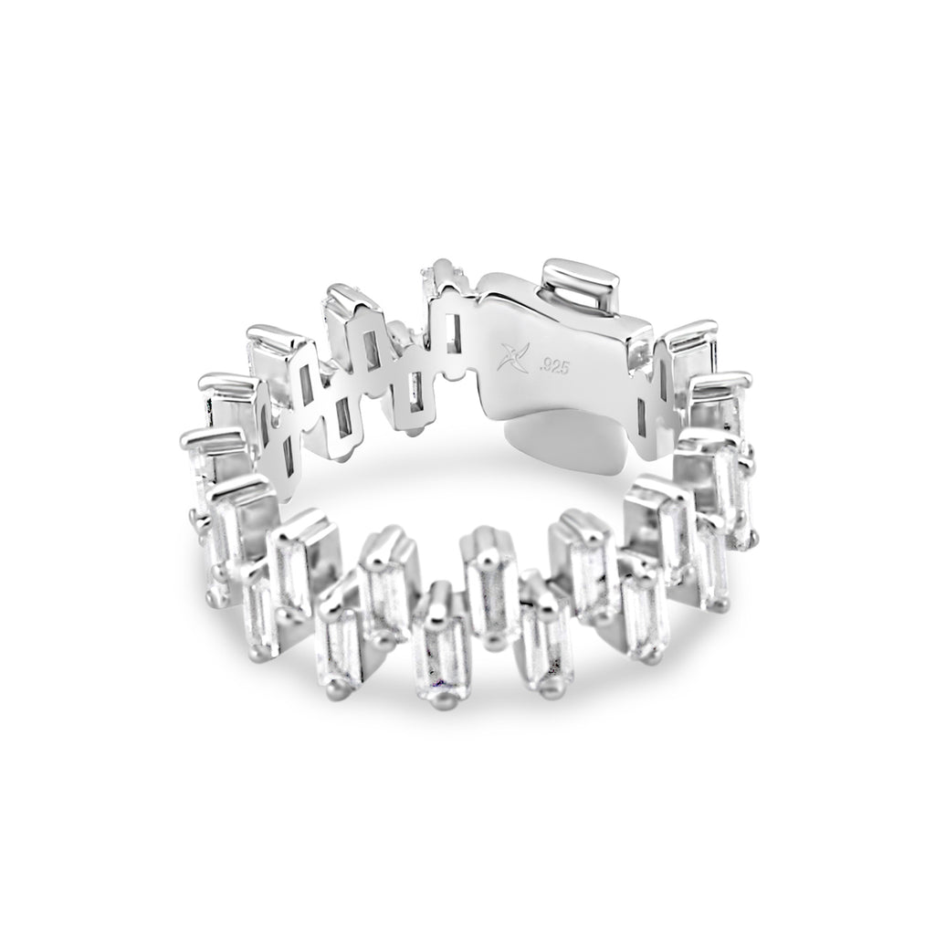Baguette Zipper Ring (.925 Sterling Silver)