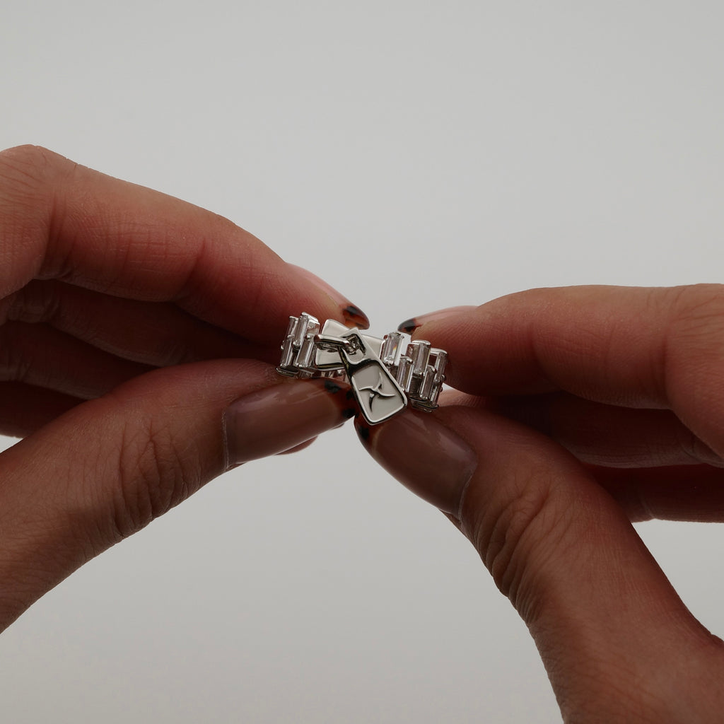 Baguette Zipper Ring (.925 Sterling Silver)