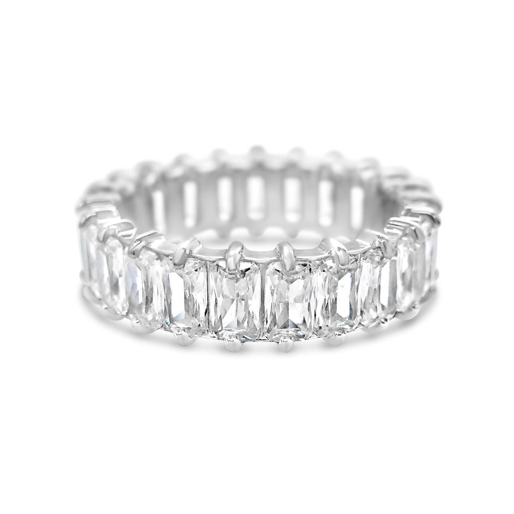 6mm White Baguette Eternity Ring (Stainless Steel)