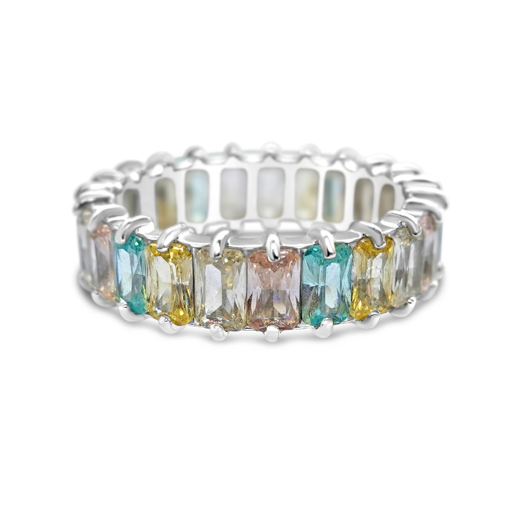 6mm Easter Pastel Baguette Eternity Ring (Stainless Steel)