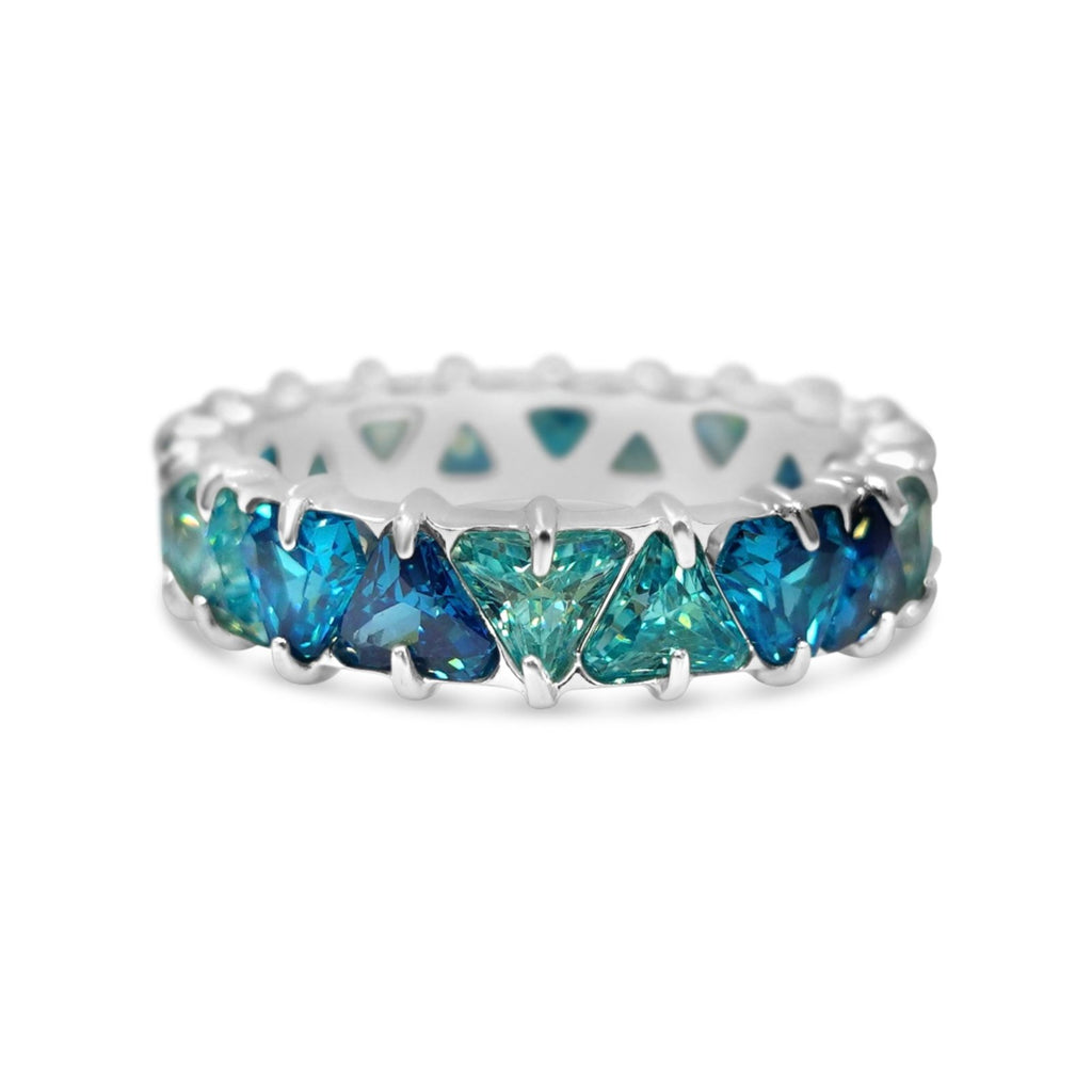 5mm Aqua Triangular Eternity Ring (Stainless Steel)