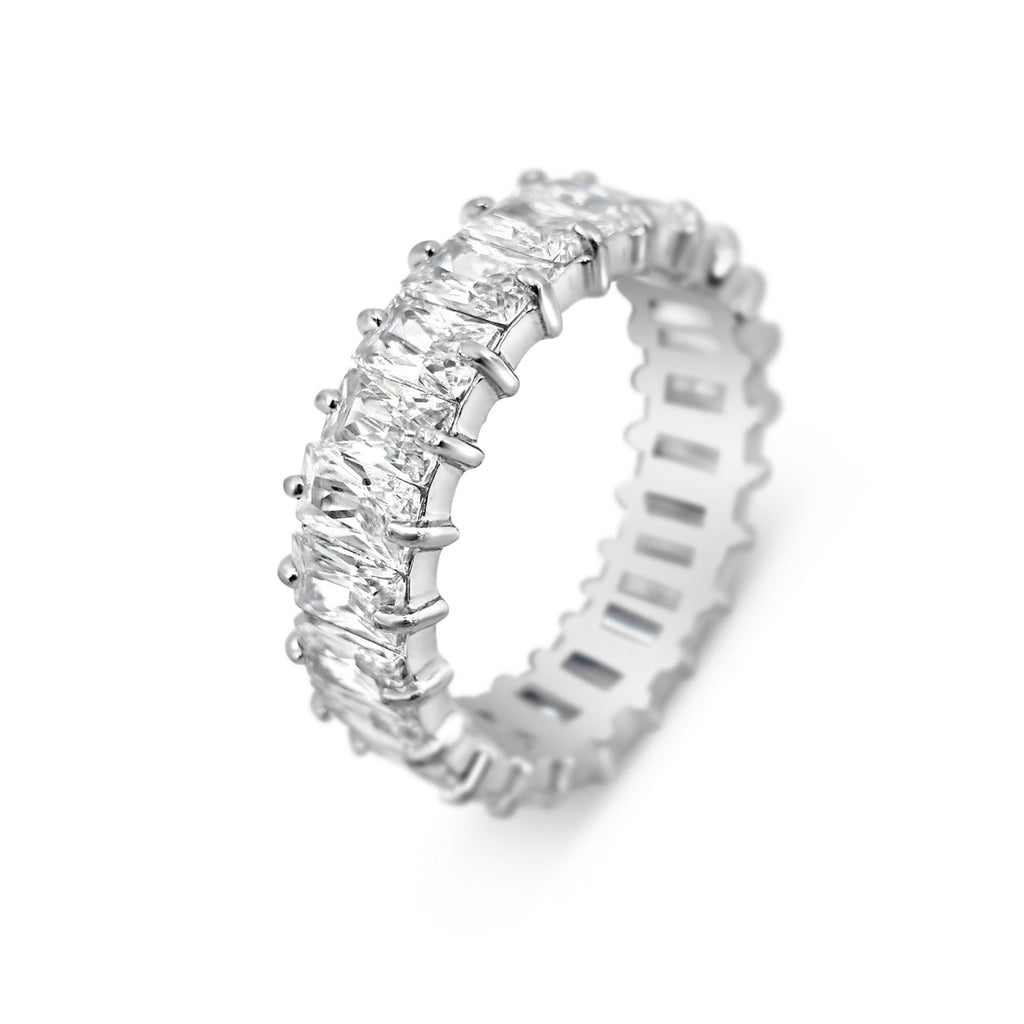 6mm White Baguette Eternity Ring (Stainless Steel)