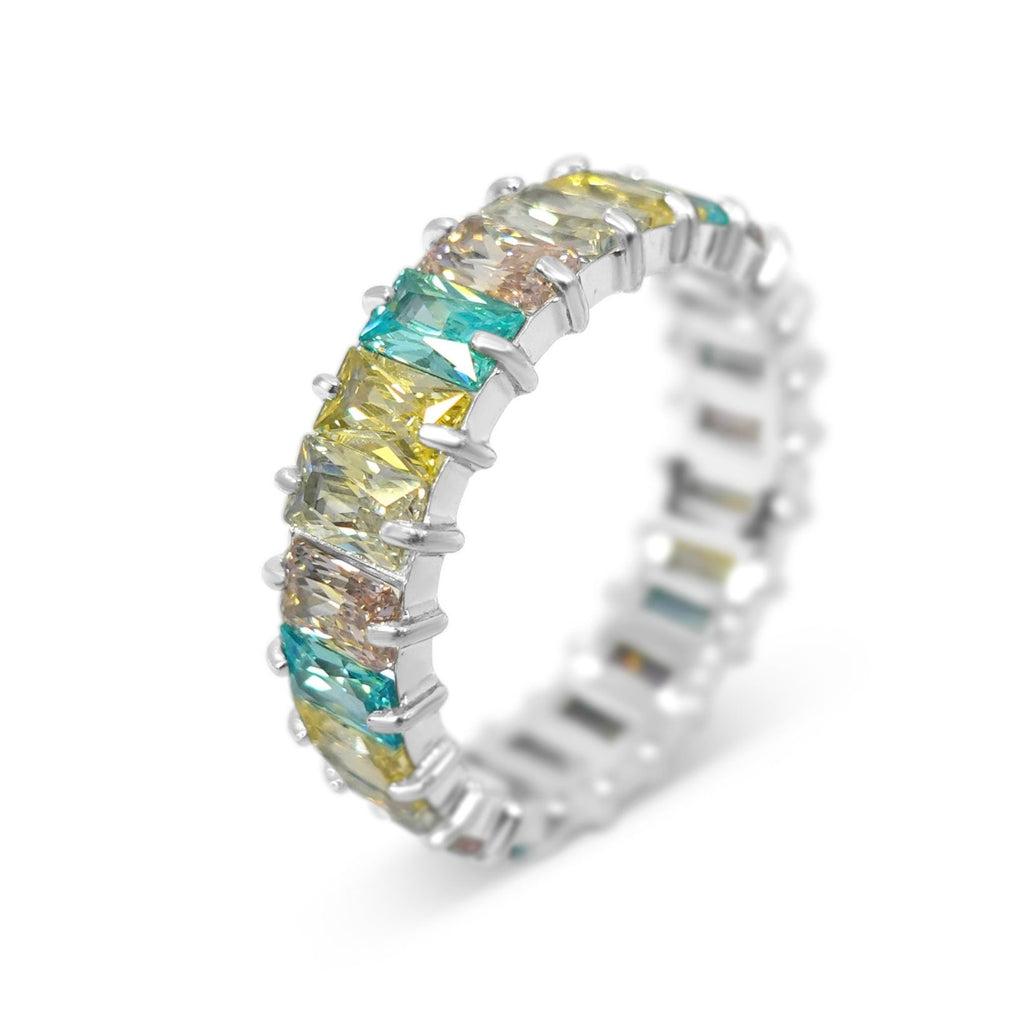 6mm Easter Pastel Baguette Eternity Ring (Stainless Steel)