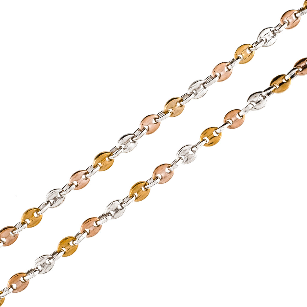 6mm Tri-Color Mariner Link Chain (18K/Stainless Steel)