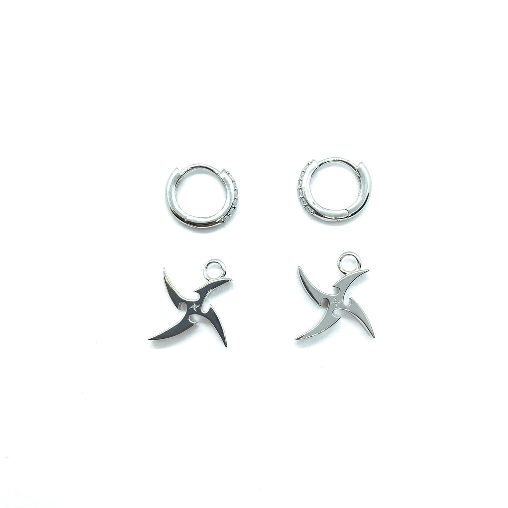 Kuyashii Ninja Star Earrings V1 (.925 Sterling Silver)