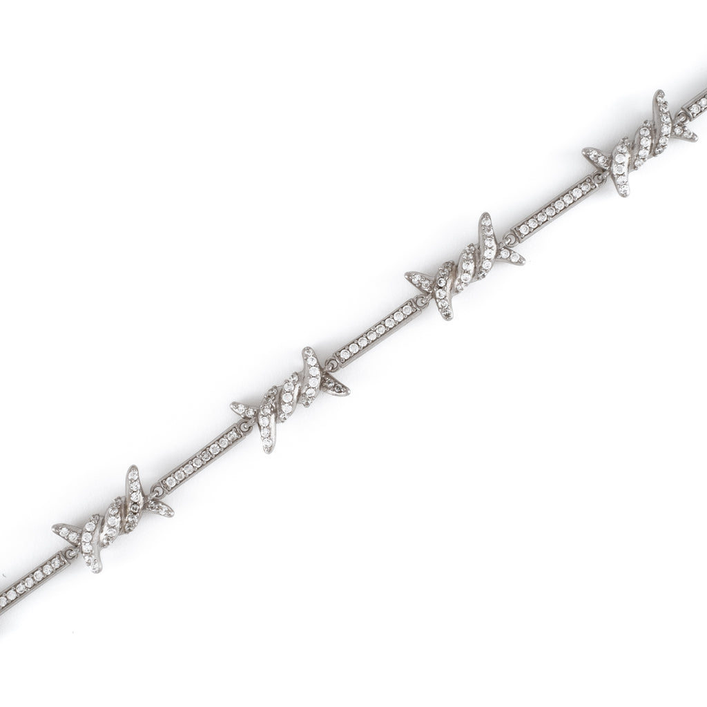 Iced Barbed Wire Bracelet (.925 Sterling Silver)