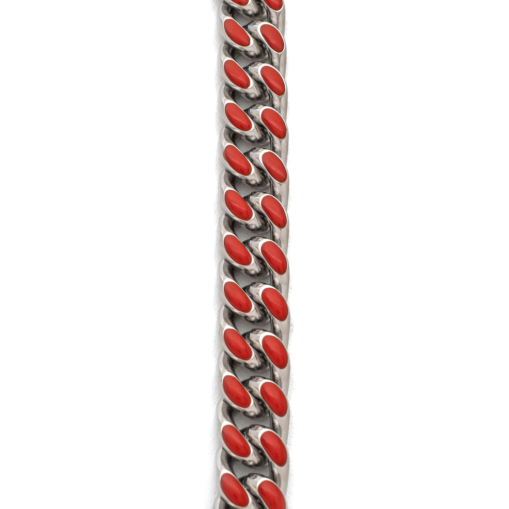 13mm Fire Red Enamel Cuban Chain (Stainless Steel)