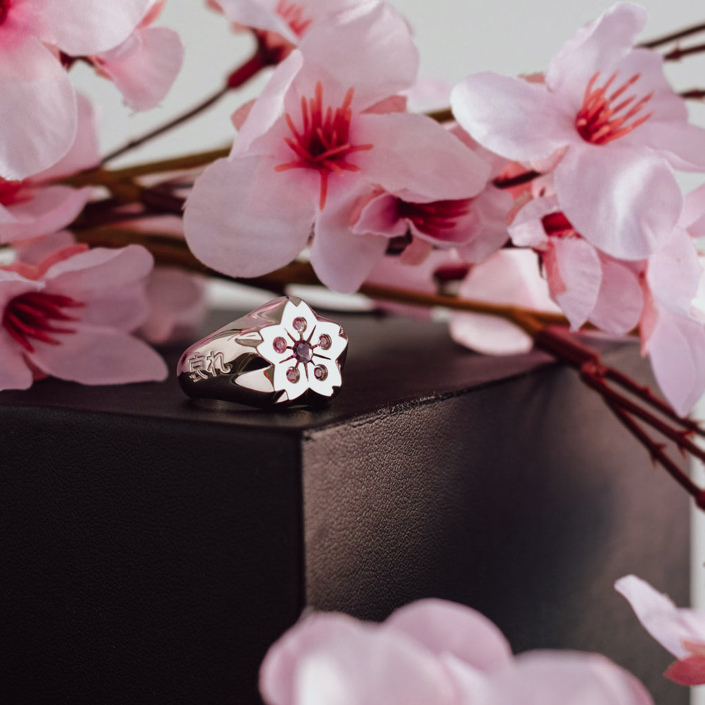 Helen De Lete Orecchini In Argento 925 Sakura Giappone | Con Zirconi Rosa O Lilla | 10x10 Mm | Regalo