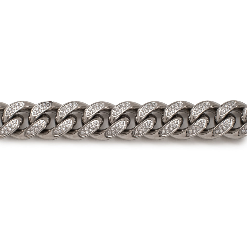12mm Iced Pavé Cuban Chain (Stainless Steel)