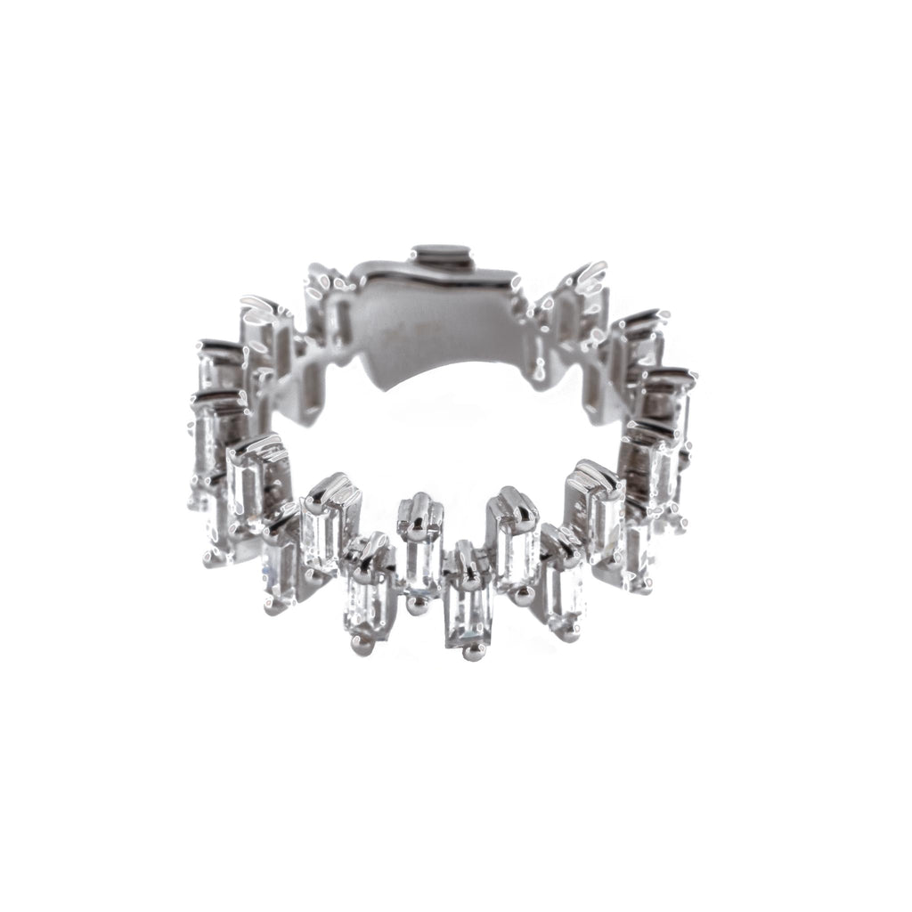 Baguette Zipper Ring (.925 Sterling Silver)